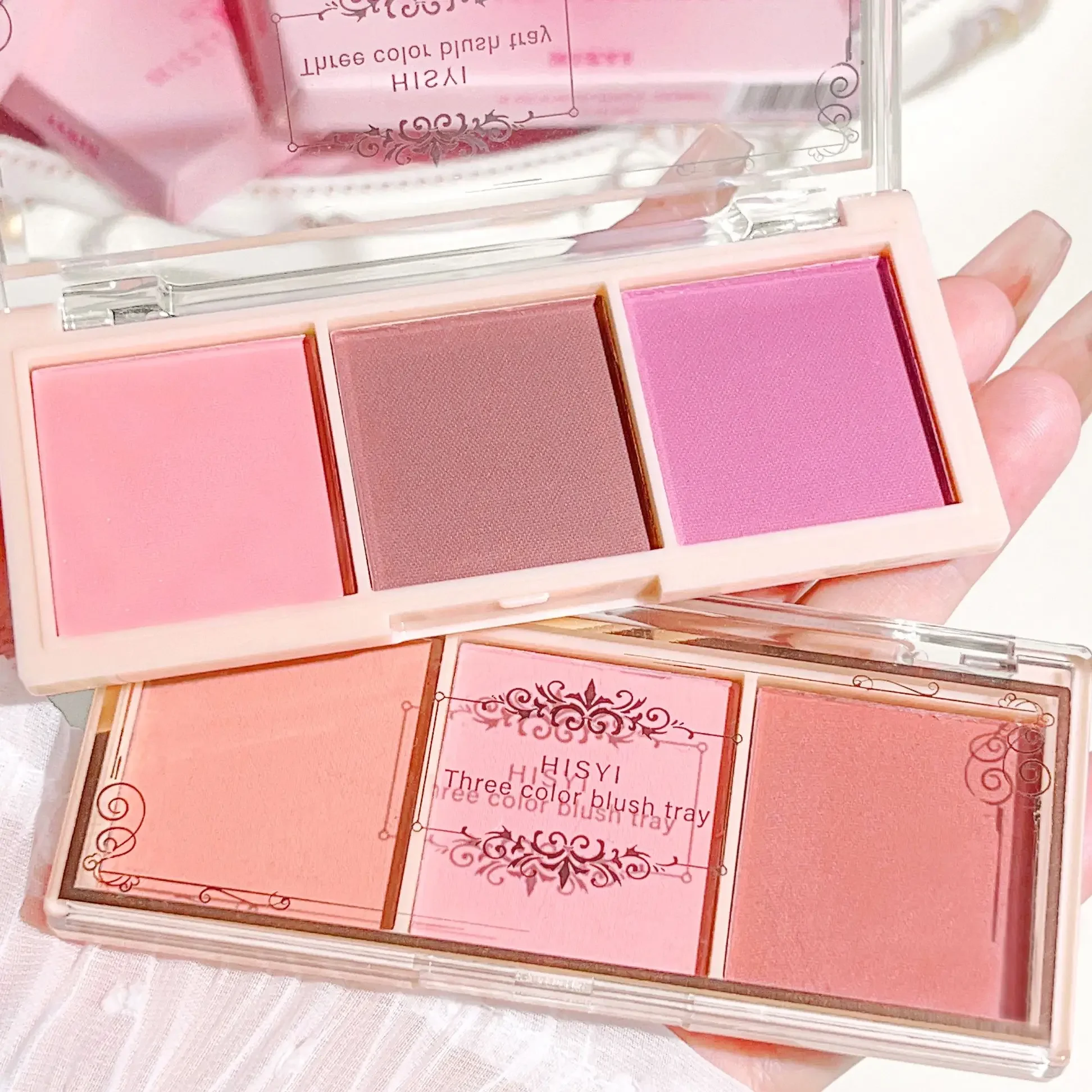 Three-color Blush: Rouge Contour Blush Lightweight Natural Nude Makeup Daily Use Pearlescent 3 In 1 Blush Palette