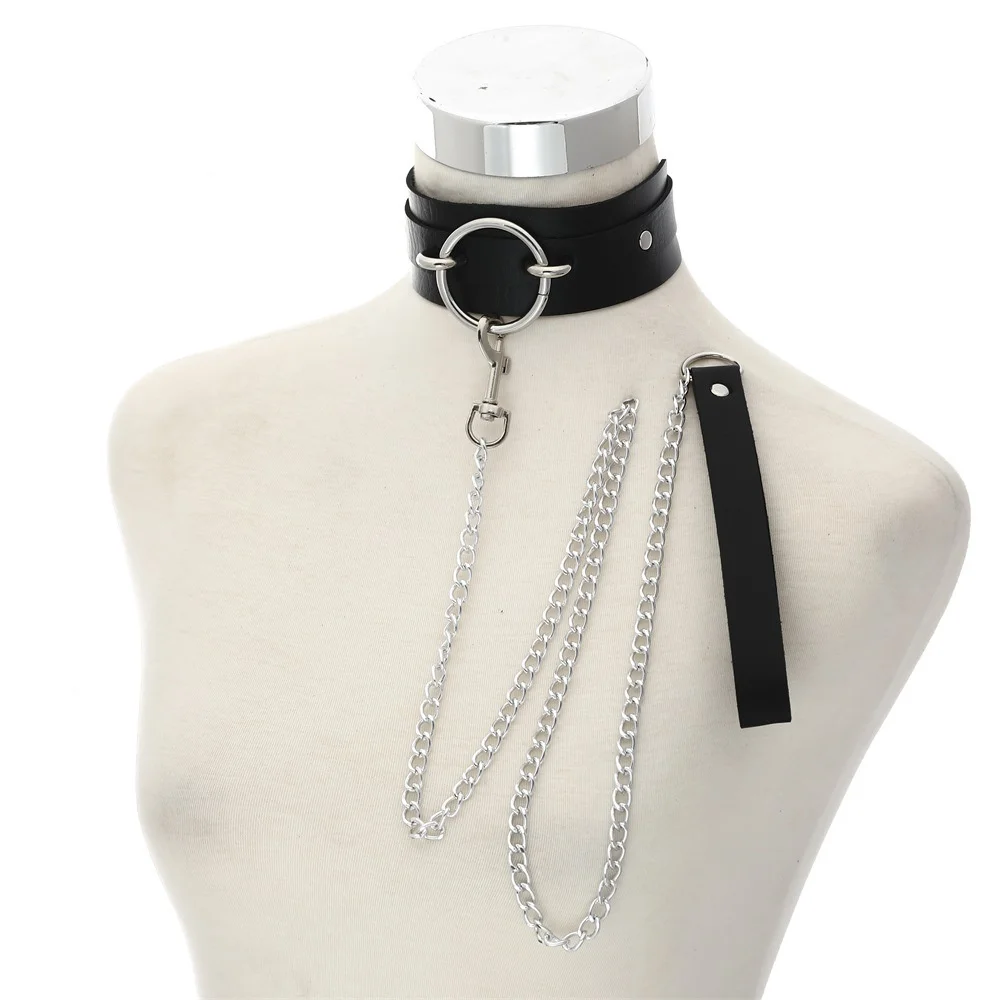 Adult Sex Leather Collar Bondage Erotic Chain Traction Rope Neck Chain Alternative Flirting Female With Sm Adult Products