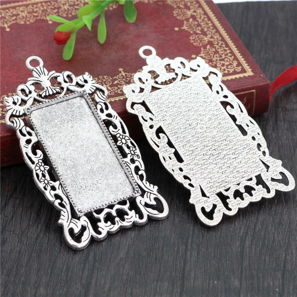 5pcs 19x38mm Inner Size Rectangle Pendant Cabochon Blank Base Setting Tray DIY Jewelry Making Accessories Findings