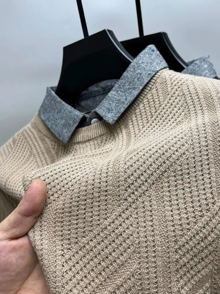 

Мужской трикотаж с вырезами, утепленный базовый слой, повседневный, с длинным рукавом, воротник-стойка, полиэстер, осень-зима