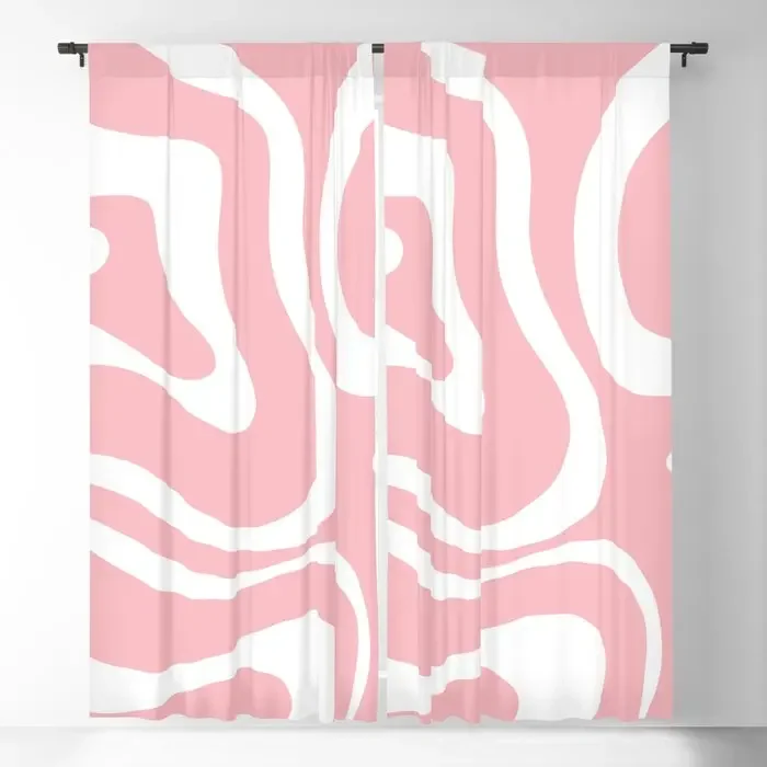 Vintage Liquid Swirl Pink and White Blackout Curtains 3D Print Window Curtains for Bedroom Living Room Decor Window Treatments