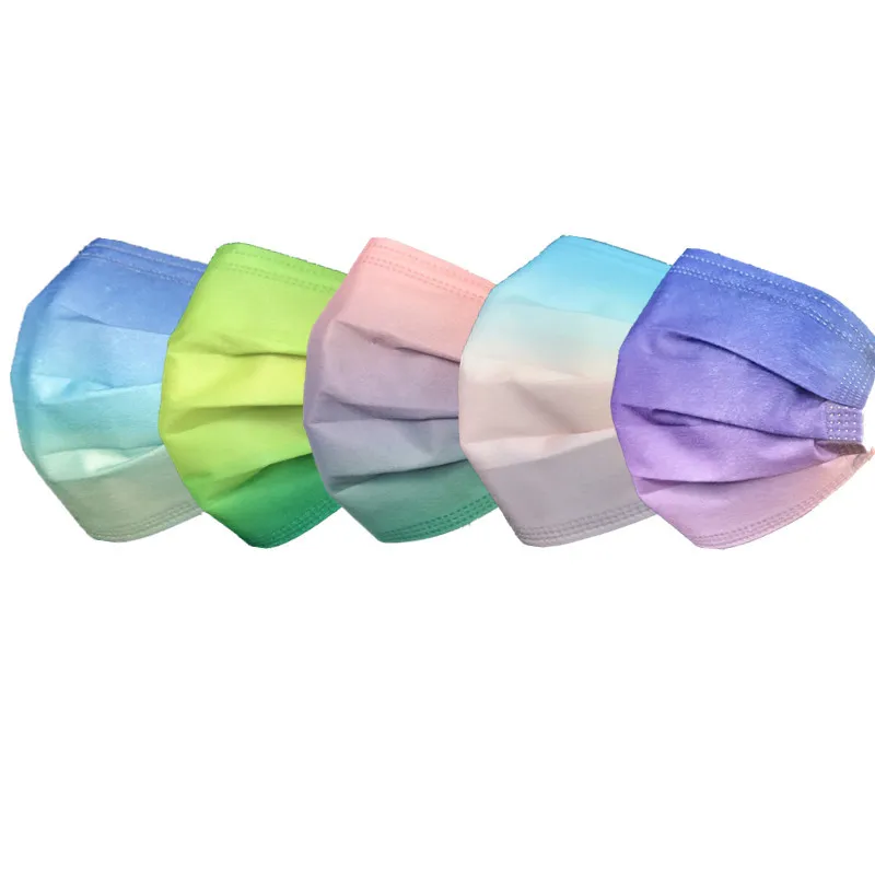 Gradient Color mask Disposable 3 Layer Ply Non-wove masque noir mask Adult safe Anti-dust Mascarillas Mouth Mask Fast Ship