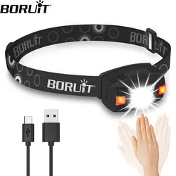 BORUiT G7 LED Sensor Headlamp 350LM XPG USB Rechargeable Mini Headlight IPX6 Waterproof Head Torch Camping Fishing Lantern