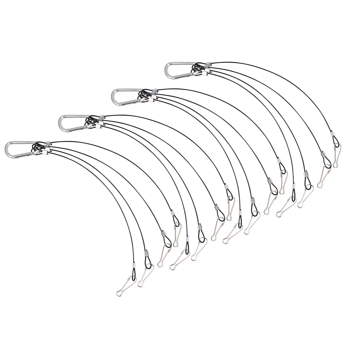 

4pcs Wire Rope Hook 4X Hydroponics Hanging Kit Rope Hanger Steel Rope for Plant Grow Light (1.5mm Thick 400mm Long)