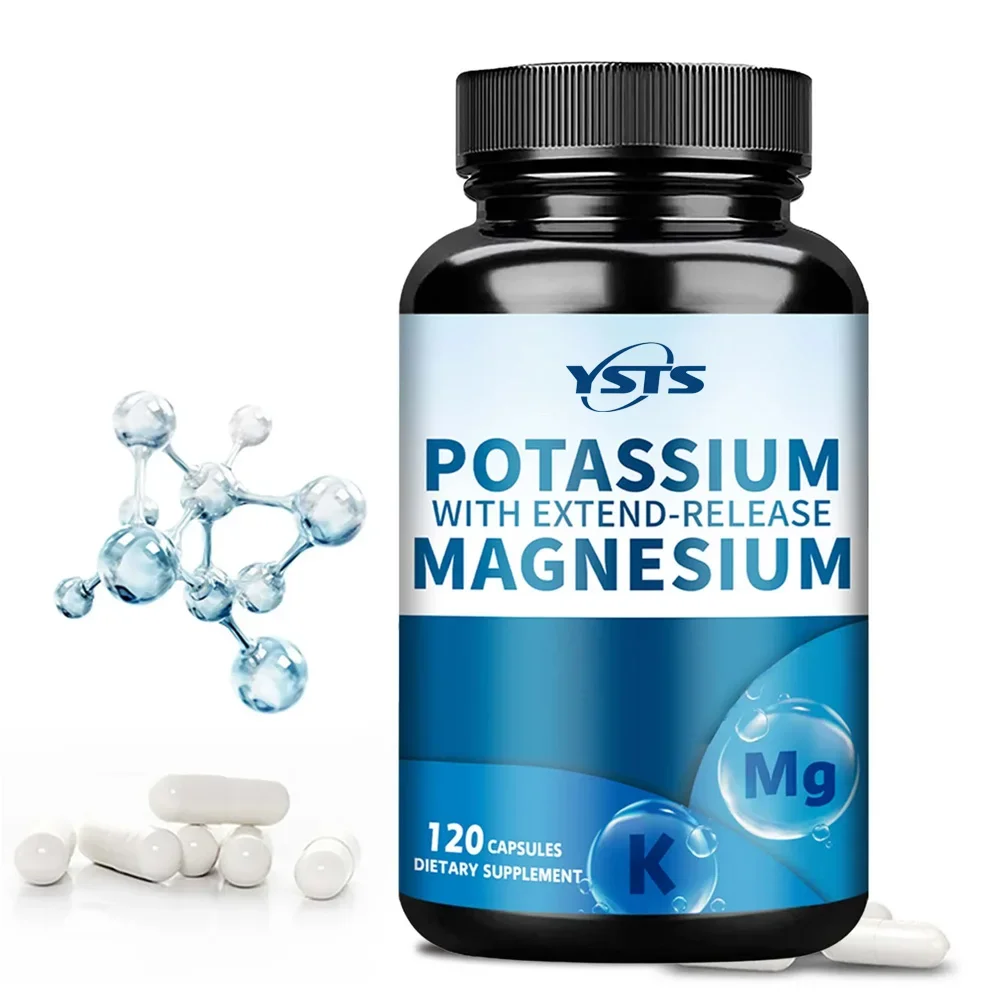 Potassium Magnesium - Support Bone , Muscle Spasms, Beauty, Improve Sleep Quality - 120 Capsules