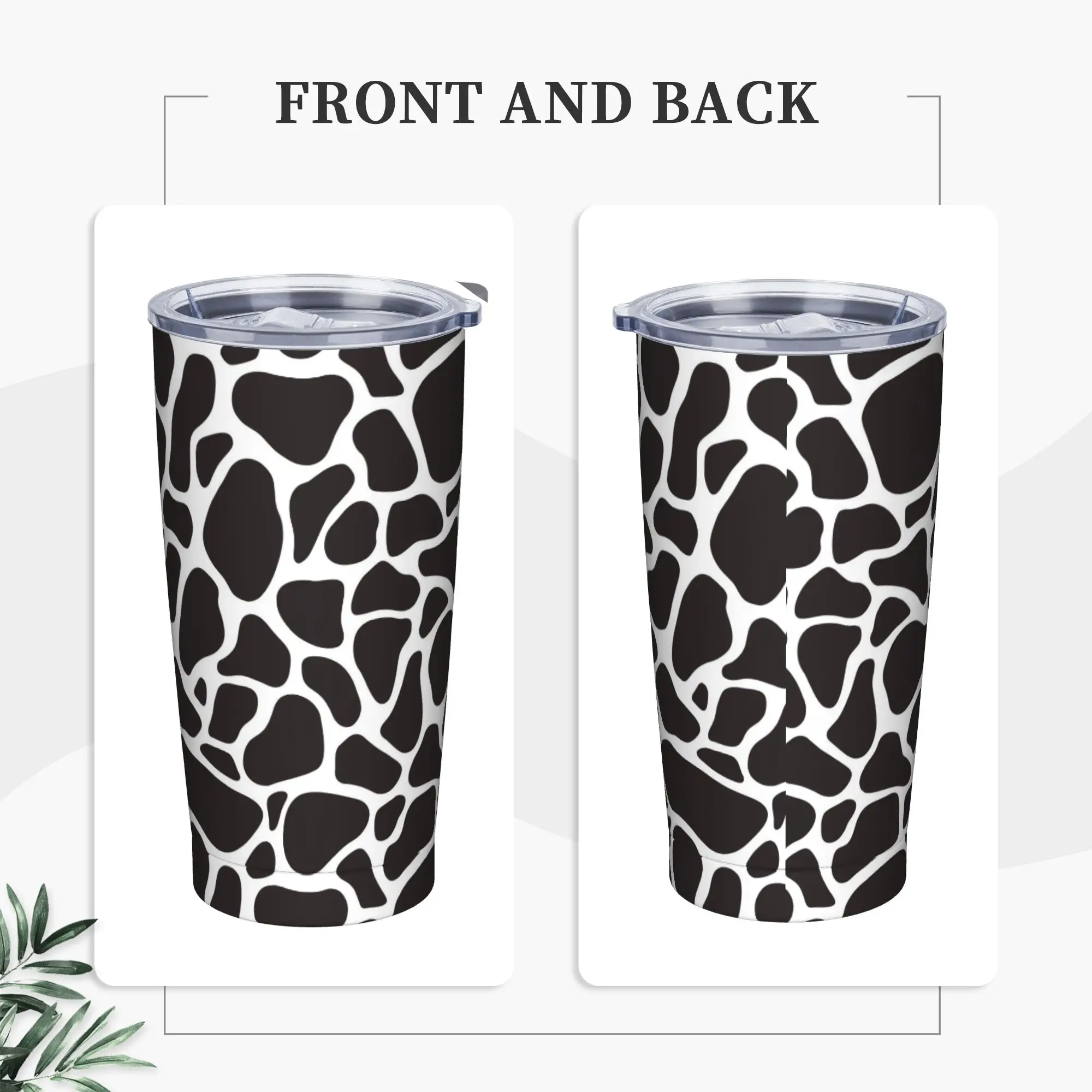 Cowhide Dalmatian Dog Tumbler Vacuum Insulated Zebra Giraffe Camouflage Thermal Cup Vacuum Flask Mugs Water Bottle, 20oz
