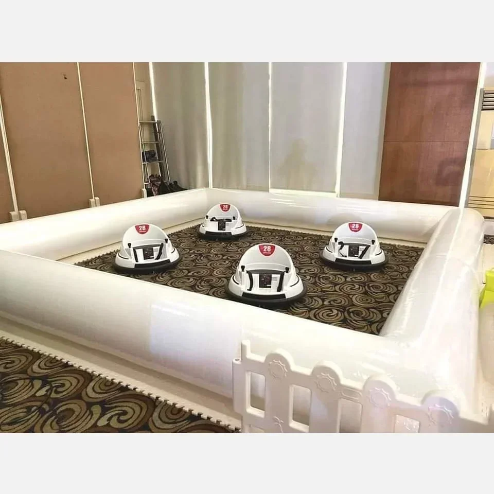 4 سيارات + 1 مسار سباق قابل للنفخ ملاهي سيارات ممتصة للصدمات كهربائية للأطفال في الهواء الطلق التحكم عن بعد DC12V أطفال ركوب على السيارة #4