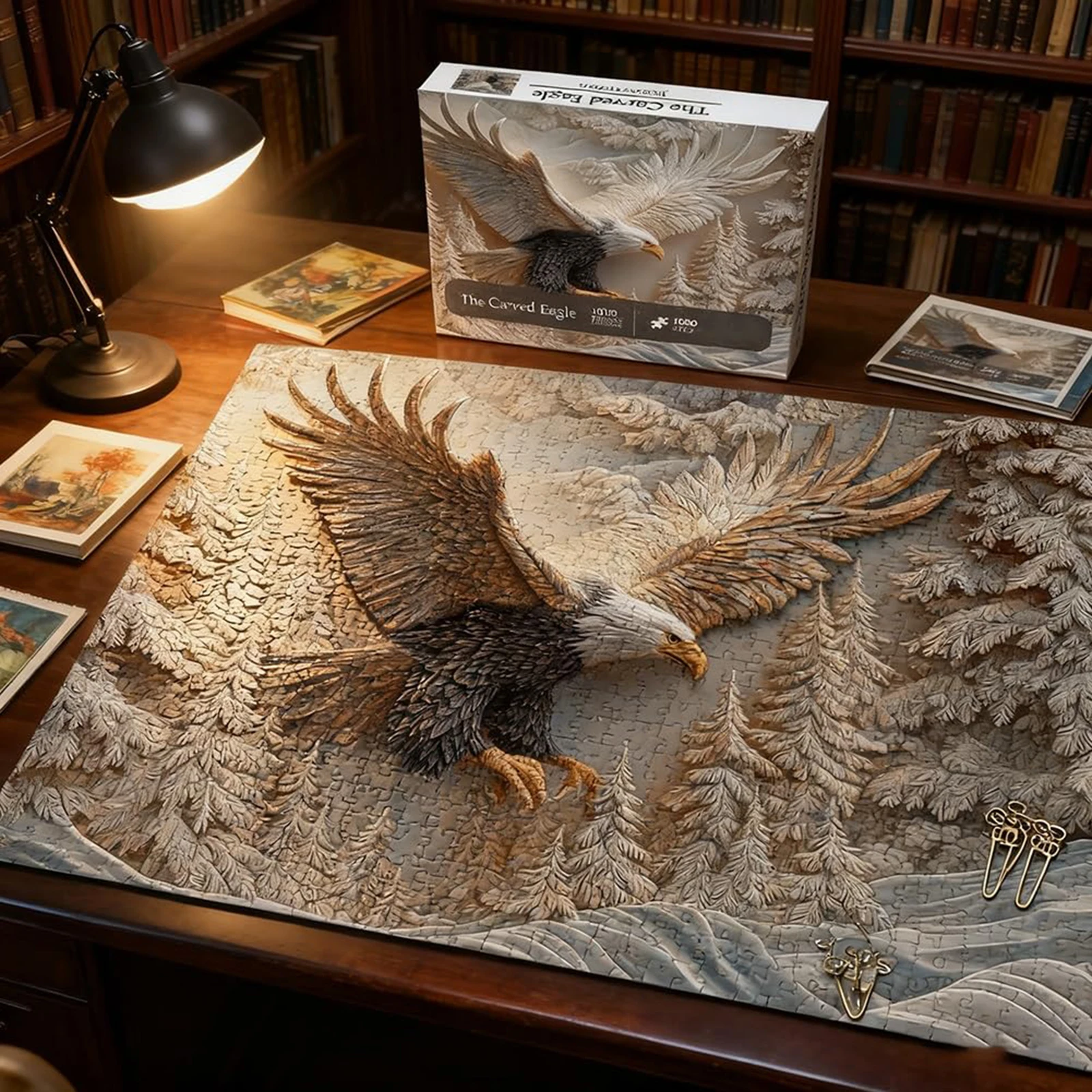 1000 Teile Das Geschnitzte Adler-Puzzle Herausforderndes Adler-Kunst-Puzzle-Spiel Adler-Wildtier-Kunst-Design-Puzzle-Spiel für Erwachsene