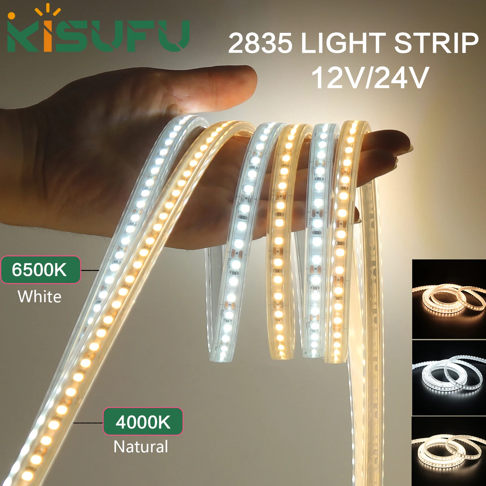 2835 LED Strip DC12V 24V Waterproof White Warm Natural 120LEDs/m Flexible Led Tape For Outdoor Garden Home Decor 3M 4M 5M 10M