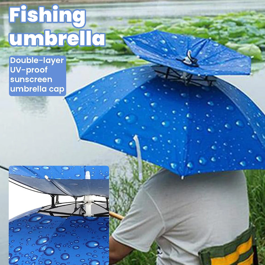 Breathable Fishing Parasols Hats Portable Fishing Sunshade Headwear Umbrellas Hat For Camping Hiking