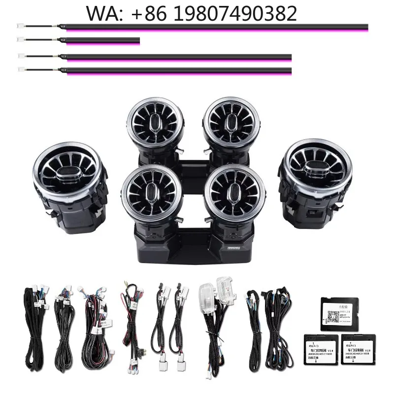 W290 Turbine Air Vent LED Atmosphere Lamp, 64 Color Dynamic Interior Ambient Light Fit 2015-2018 Sports Car Interior Upgrade Kit