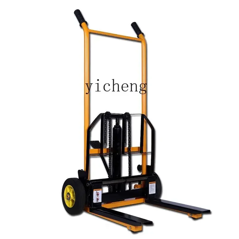 i10- Manual Small Forklift Household Light Miniature Stacker Hydraulic Handling Stacker Rising Truck Loading and Unloading