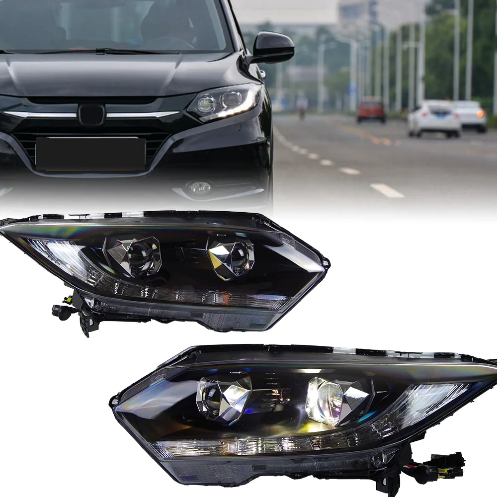 For HRV Headlights 2014-2018 DRL Day Run Light LED Bi Xenon Bulb Fog Lights Car Accessory Vezel Head Lamp