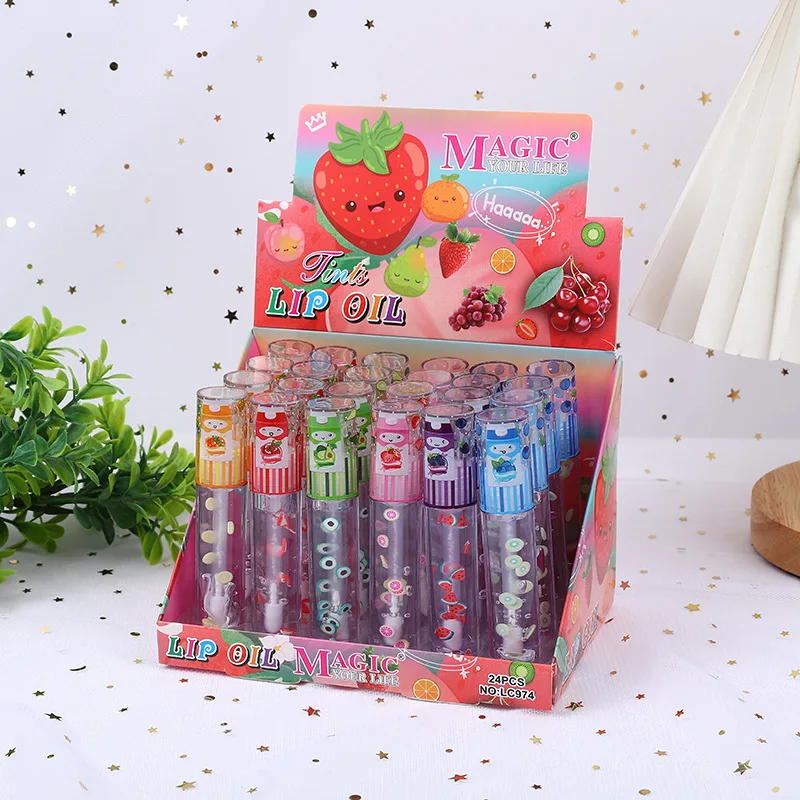 24Pcs Fruit Slices Lip Gloss Set Cute Vitamin E Lip Gloss Clear Moisturizing Lip Oil Lips Care Wholesale 24pcs