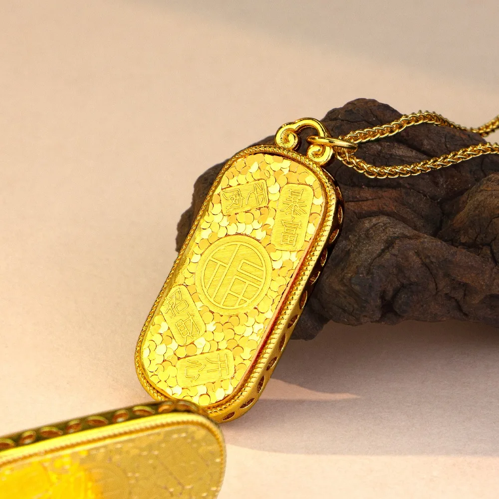 Burst flash treasure broken ice ice Jiyan brand necklace high sense pendant 9999gold