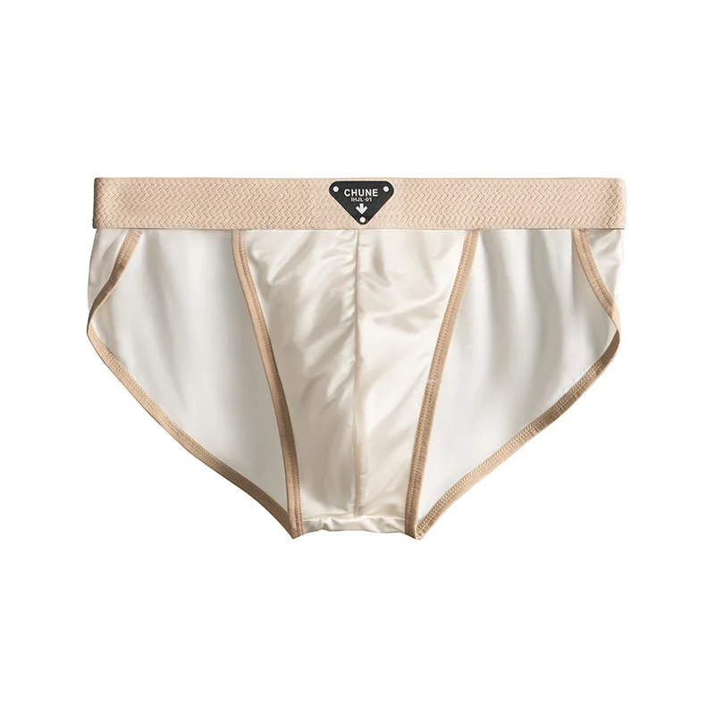 Slip de luxe en Satin soyeux pour hommes, sous-vêtement confortable sans apparence, respirant, poche convexe en U, culotte solide à haute élasticité
