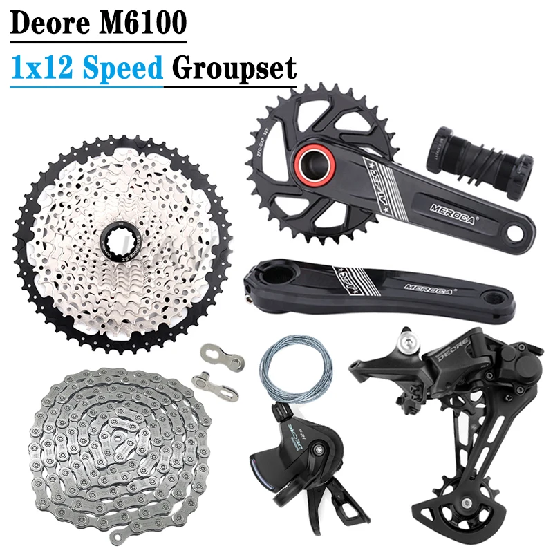 

7 Groupset Deore M6100 1x12 Speed Derailleur Shift CN-M6100 Chain Flywheel 12S 11-46/50/52T Cassette Crankset Original MTB Kits