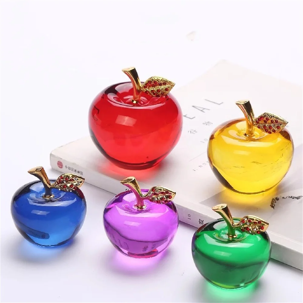 Apple Ornaments Coloured Glaze Decoration Glass Home Decoration Crystal Quartz Purple Red Pink Yellow Fun Apple Gift Souvenir - Image 3