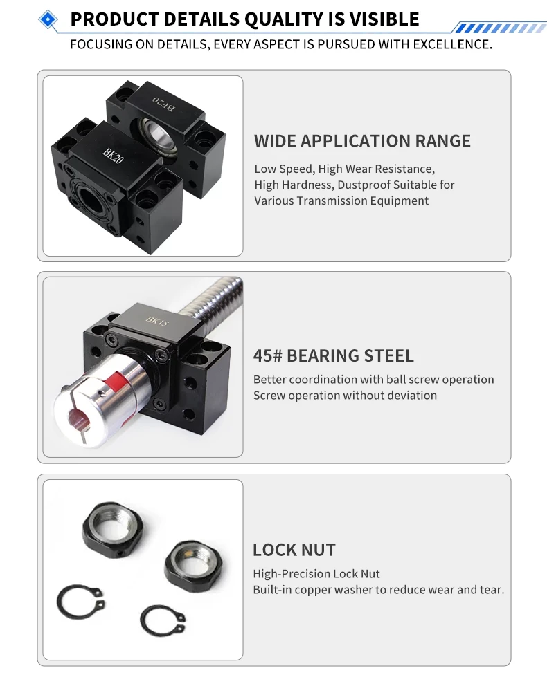 BK12 BF12 Kugelumlaufspindelhalterung für SFU1605/1610/1620 Kugelumlaufspindel-Endhalterung CNC-Teil 1 Set BKBF12 BK12 BF12 BK12 Winkelkontakt – Detail 5