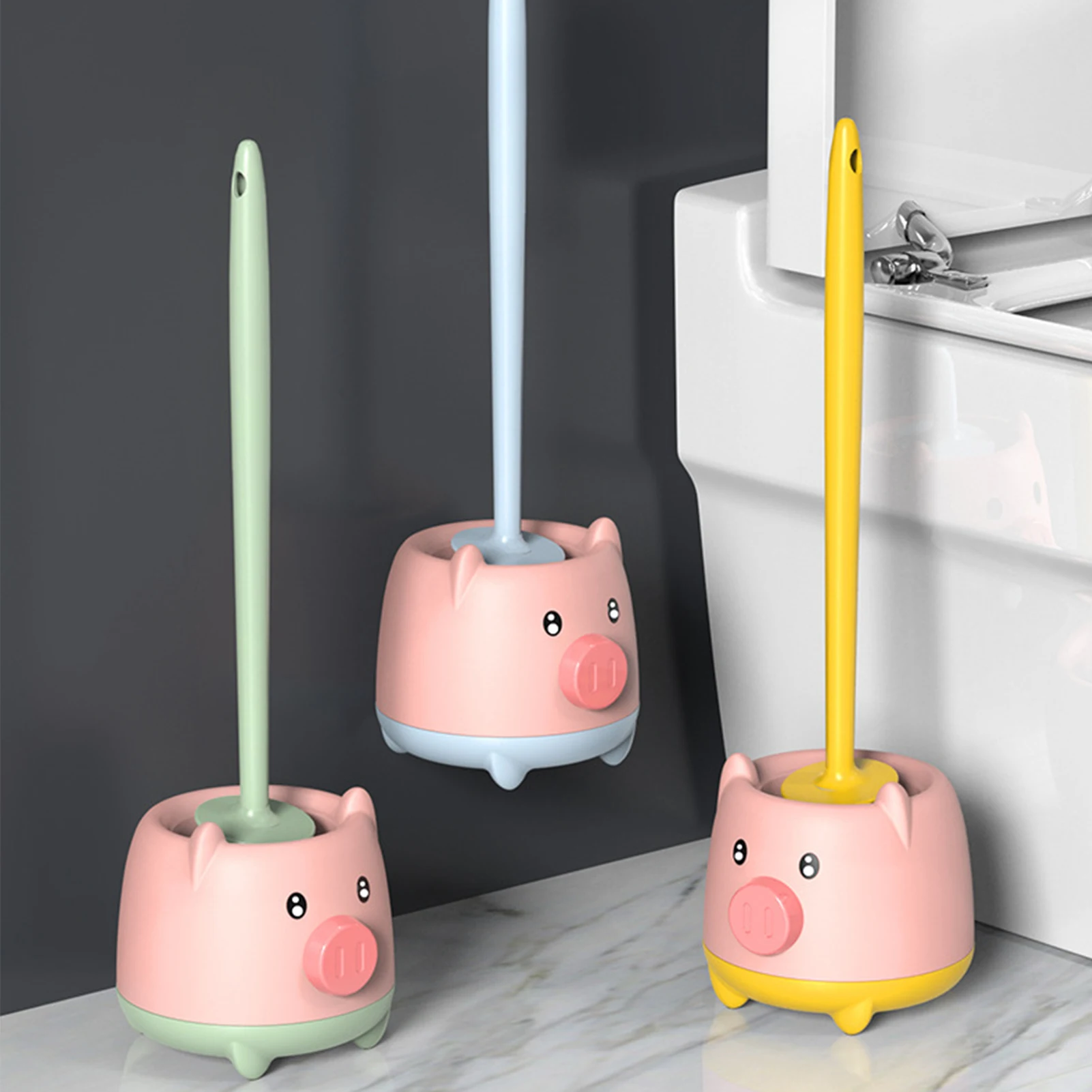 Cute Bathroom Toilet Brush Set Non-Slip Hander Toilet Brush for Home Bathroom Cleaning Supplies Non-Slip Hander Toilet Brush