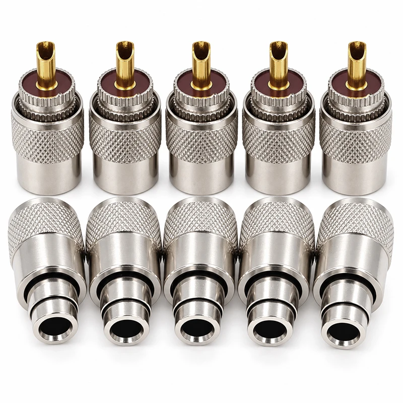 1/3/5/10PCS UHF Male Solder Plug RF Coaxial Connector for RG58 RG142 LMR195 RG400 Cable Ham Radio Antenna Transceiver Adapter