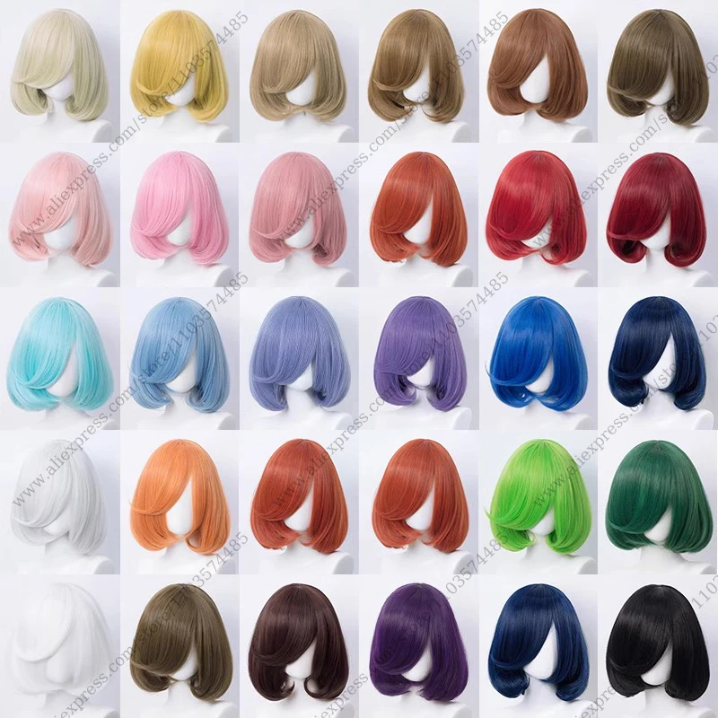 

Парик женский из термостойких синтетических волос, косплей-парик в Стиле Лолита, Короткие Красочные волосы, 35 см