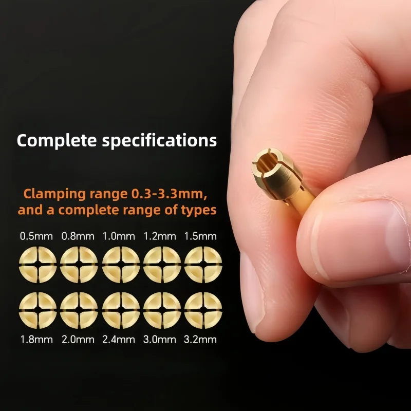 10Pcs Copper Clamping Core Nozzle (M8/7 Nut) - Professional Accessory for Jewelry Tool Electric Grinder Bits