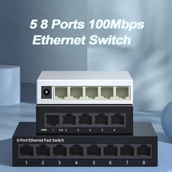 EU PLUG 5/8 Port 10/100Mbps Network Switches Mini Ethernet Fast Network Switch Splitter For Home Office