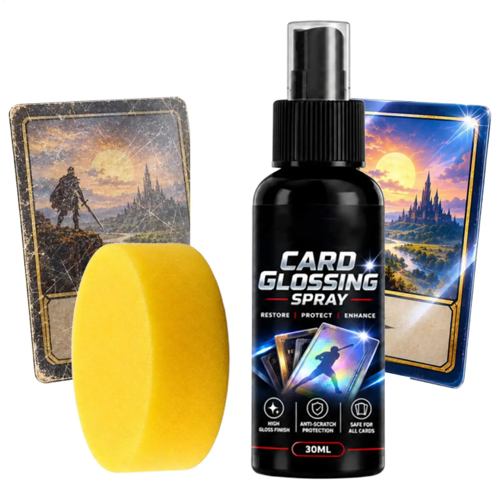 Brightening Sports Card Cleaner 30ml  Shine Polishing Care Spray Card Polishing Agent For Kids Teens Adults Collectors