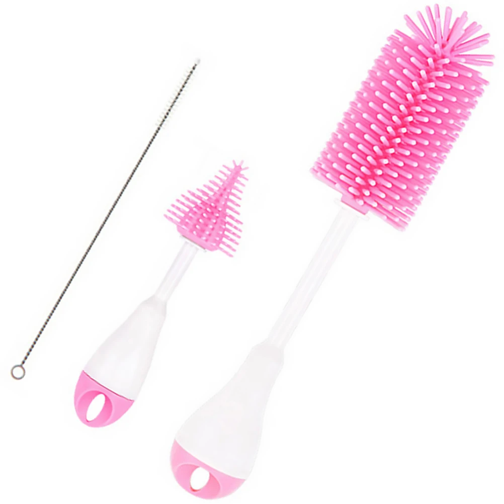 

Nipple Brush Set Milk Bottle Cleaning Brushes Long Handle Non Slip Ergonomic 360 Degree Rotation No Dead Angle Drainable Infant