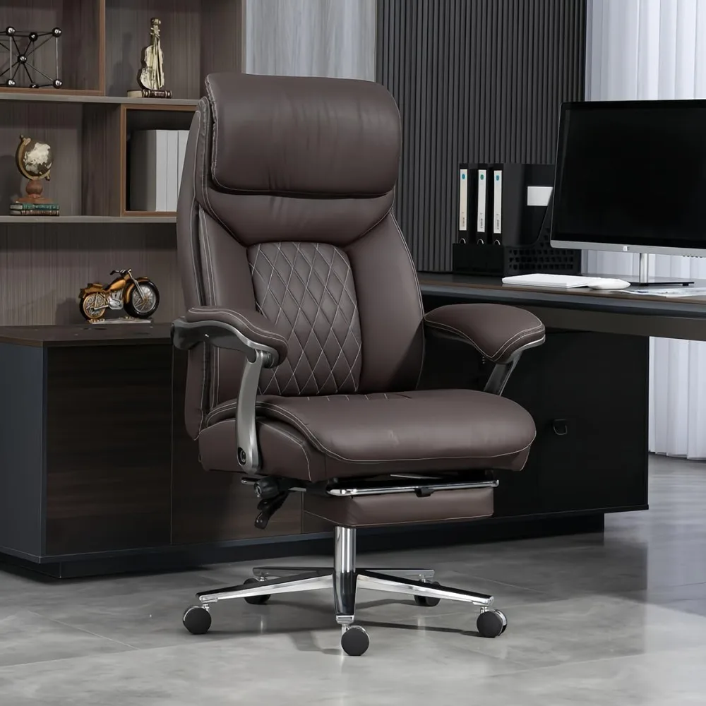 

Big and Tall Office Chair 600 lbs Extra Wide Leather Luxury Executive Chair with Retractable Footrest, Heavy-Duty Ergonomic Chai