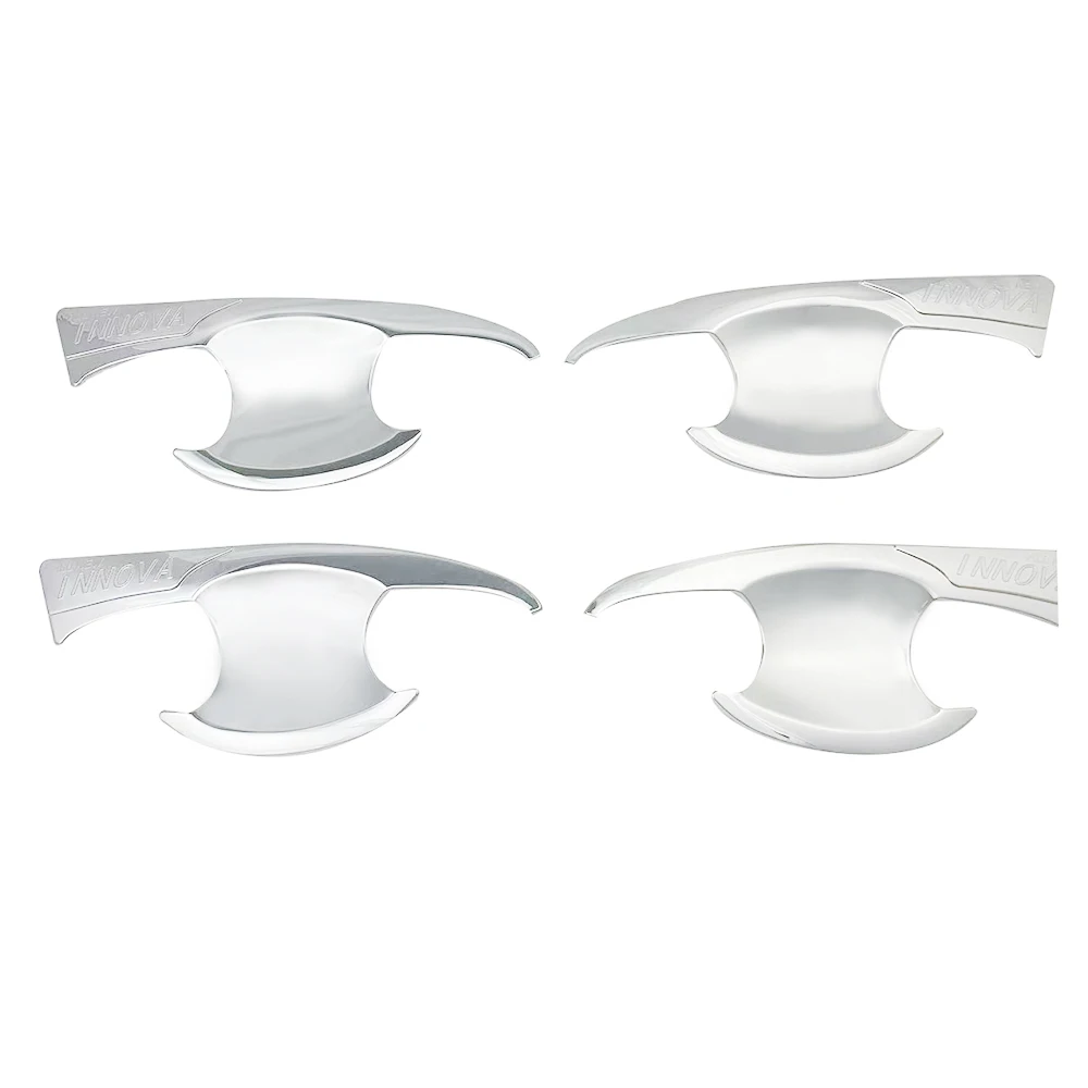 Car Upgrade Exterior Decoration 4 Pcs ABS Chrome Silver and Black Car Door Bowl Cover Trim For Toyota  Innova 2016 -2019