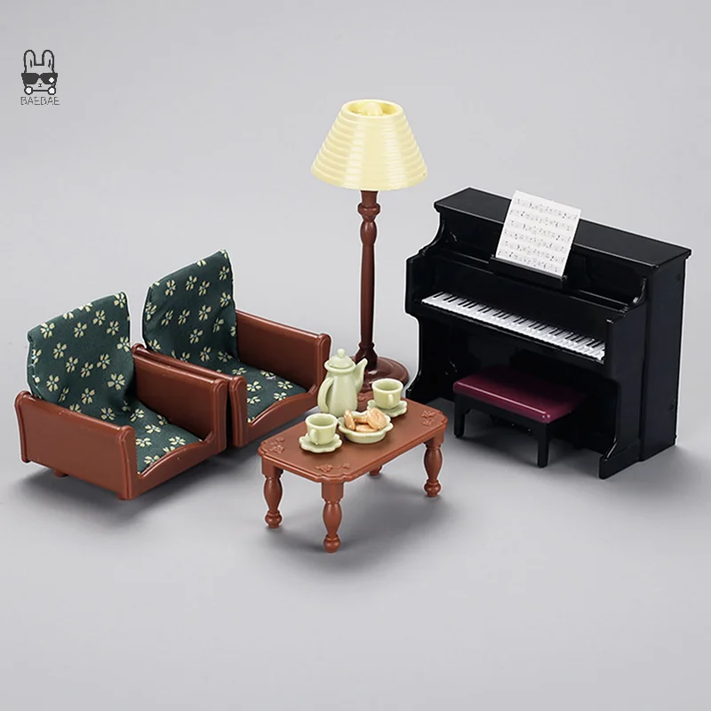 1:12 Mini Simulated Piano Sofa Living Room Miniature Scene Dollhouse European Furniture Decorative Doll House Accessories Model