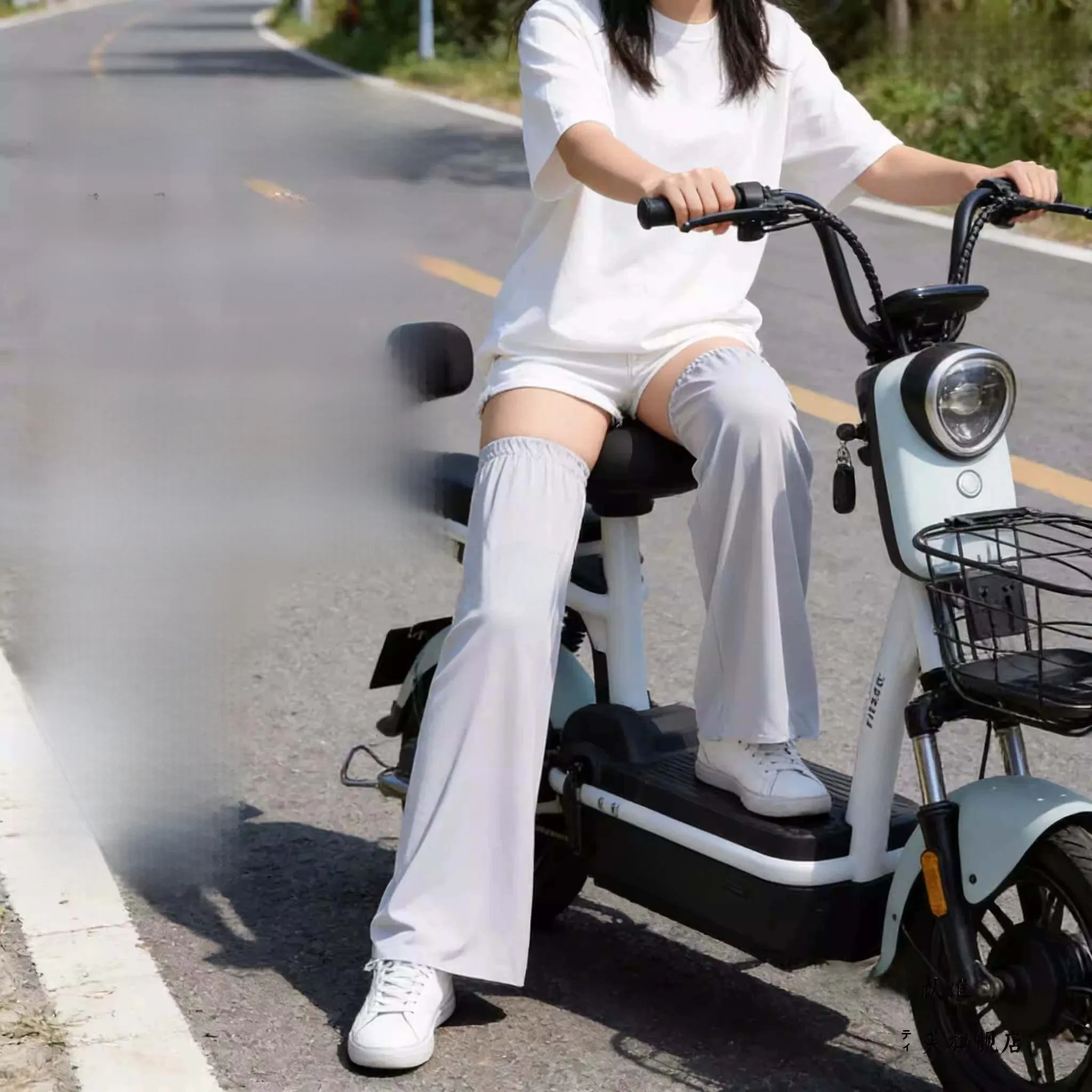 日焼け止めサイクリングレギンス-ルーズフィット-アイスシルク-冷感-電動車両用サンシェード-フットカバー-夏用脚保護
