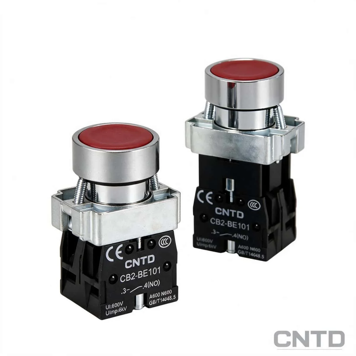 CXB2-BA 22mm Push Button Switch Flat Head Momentary Latching 1NO+1NC 10A 600V Silver Contact Red Green IP65 XB2 Compatible Panel