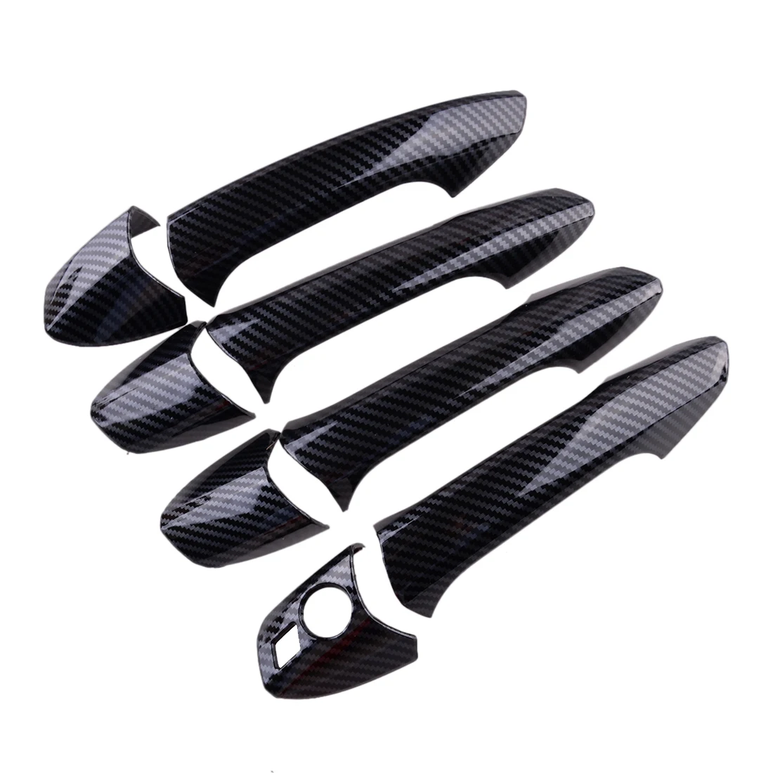 NEW Exterior Door Handle Cover Trim Cap Set Carbon Fiber Texture Fit for Mercedes Benz W246 W204 W212 X204 W166 W117 LHD Black