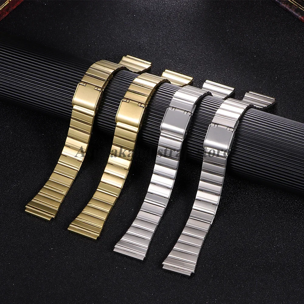 Silver 18mm20mm Stainless Steel Strap for F-91W/A158/A159/A168/A169/B650/AQ230 /AE1200 Watchband Ultra-thin Metal Belt Bracelets