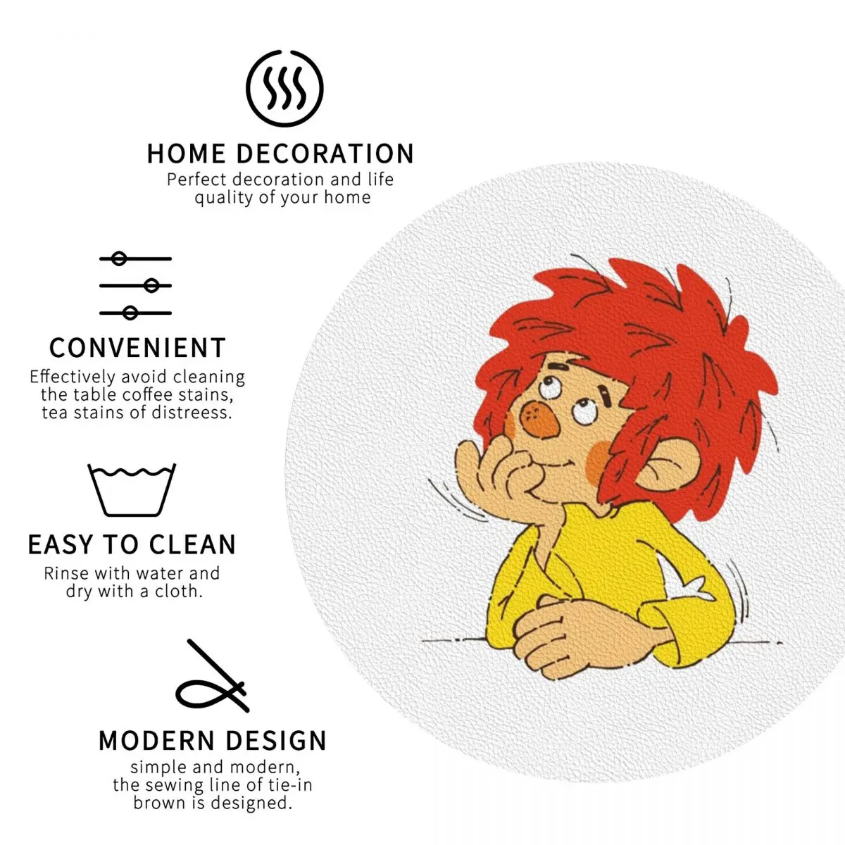 Pumuckl Charaktere 코스터 주방 플레이스매트 미끄럼 방지 단열 컵 커피 매트 장식용 홈 테이블웨어 패드 4개 세트