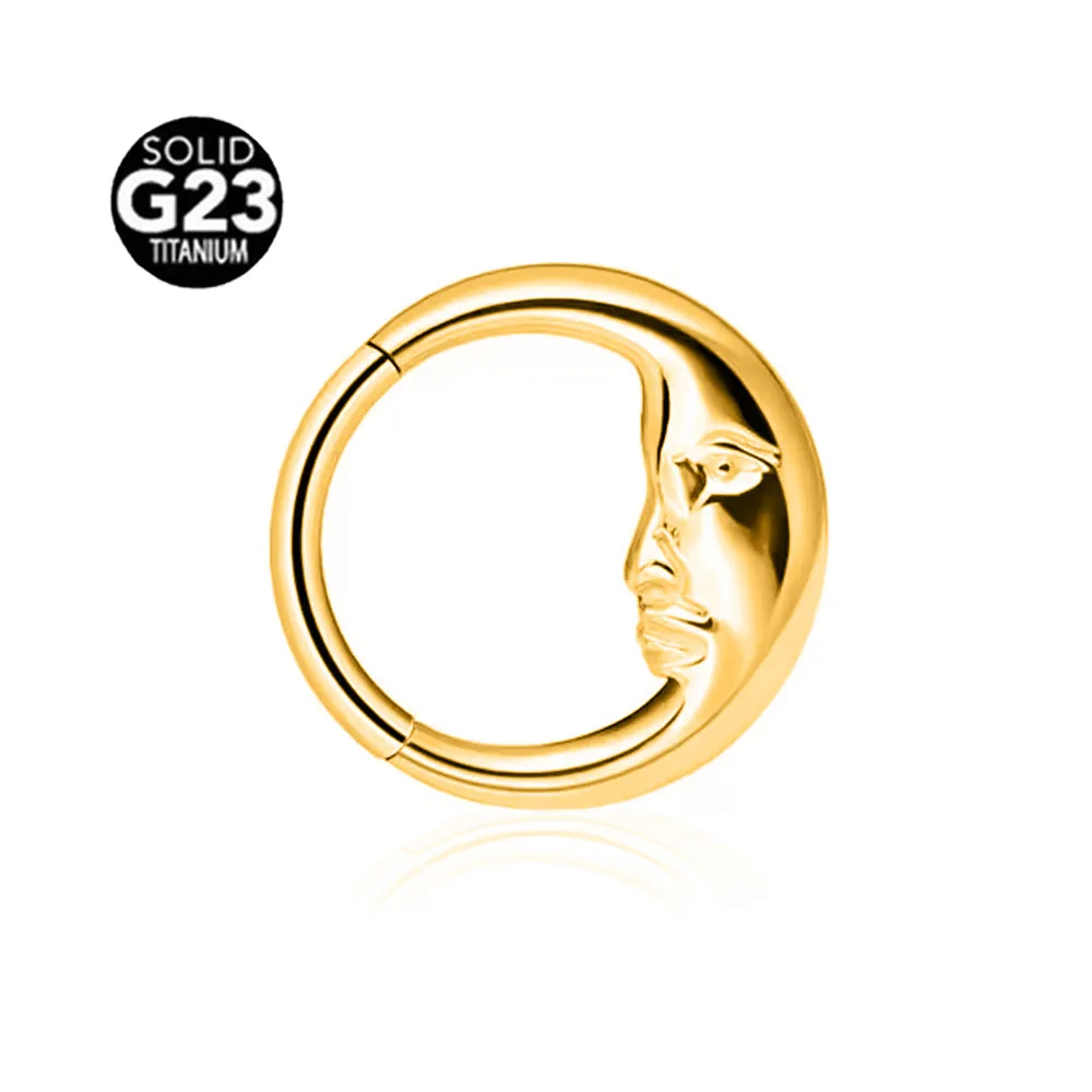 ASTM F136 G23 Titanium Flame Moon Fangs Tusk Waterdrop Septum Piercing Segment Clicker Nose Ring Daith Conch Hoop Earring 16G