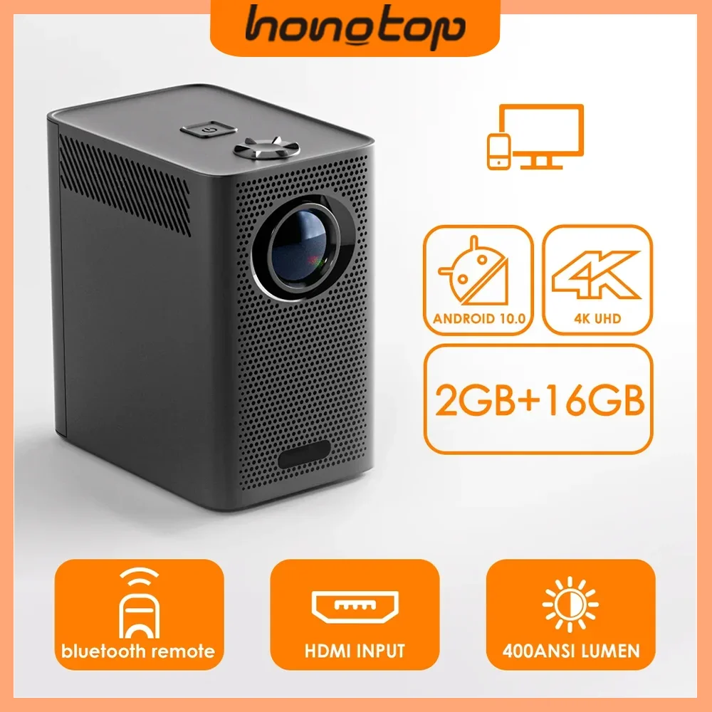 Hongtop เครื่องฉายโปรเจคเตอร์ S30MAX ขนาดเล็กแบบพกพามี WiFi และบลูทูธในกระเป๋าโปรเจคเตอร์กลางแจ้ง4K HD 9500L แอนดรอยด์10