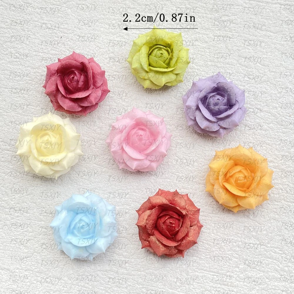 8pcs Resin Kawaii 3D Colorful Rose Flat back Flower Stone Scrapbook Figurines DIY Bow Decor Accessories Crafts