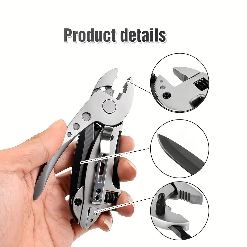 Outdoor Multi-purpose Tool Pliers Screwdriver Bits Pliers Survival Emergency Gear Assembly for Survival Camping Hunting&Hiking