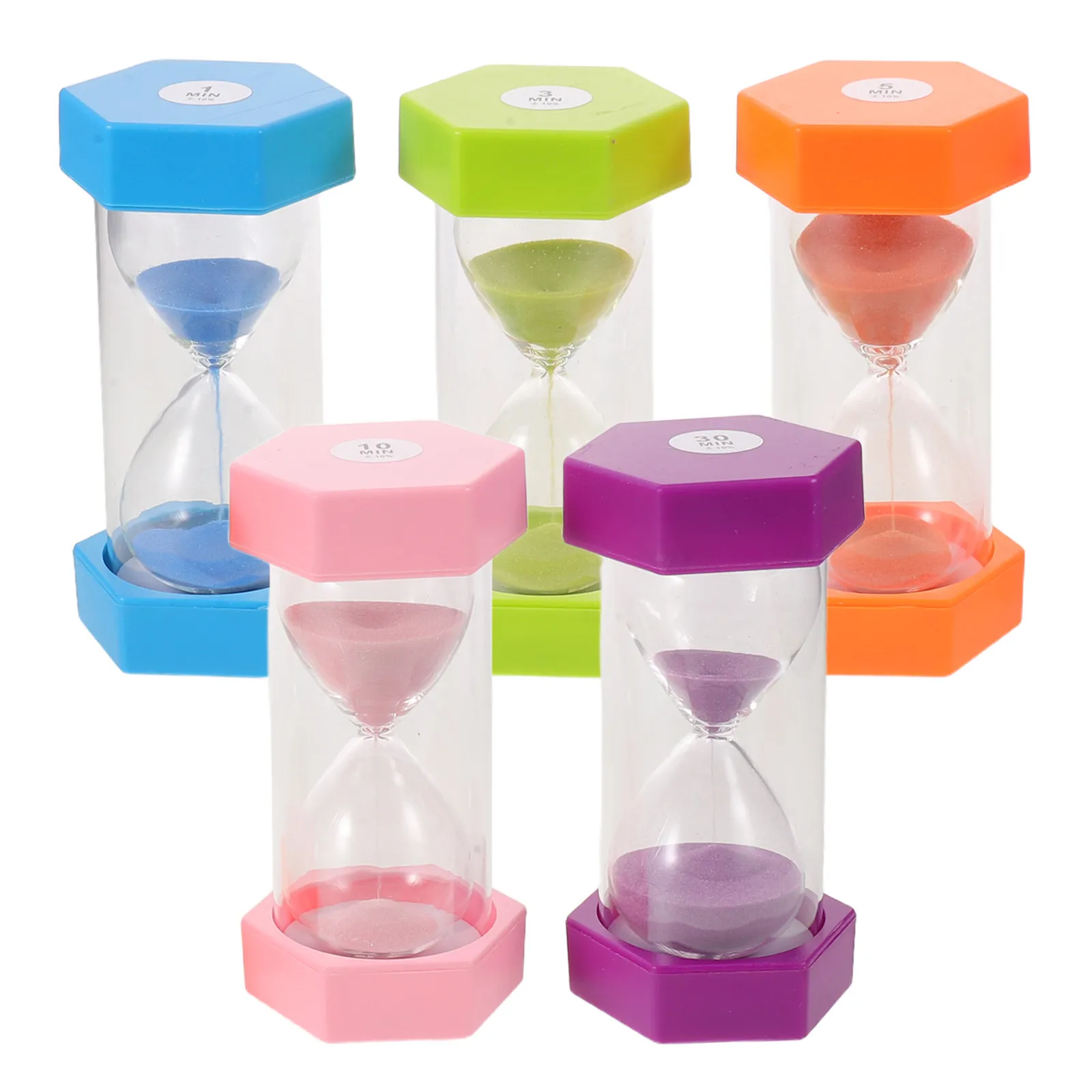5Pcs Colorful Sand Hourglass Timer Set Small Visual Clock 1 3 5 10 30 Minute Countdown for Kitchen Study Office