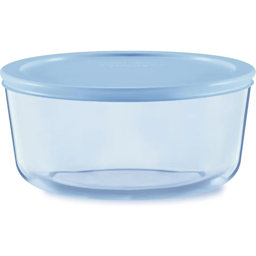 Pyrex Colors Tinted 7 tazas contenedor de almacenamiento de alimentos redondo grande ajuste cómodo plástico no tóxico tapas sin BPA congelador lavavajillas microondas