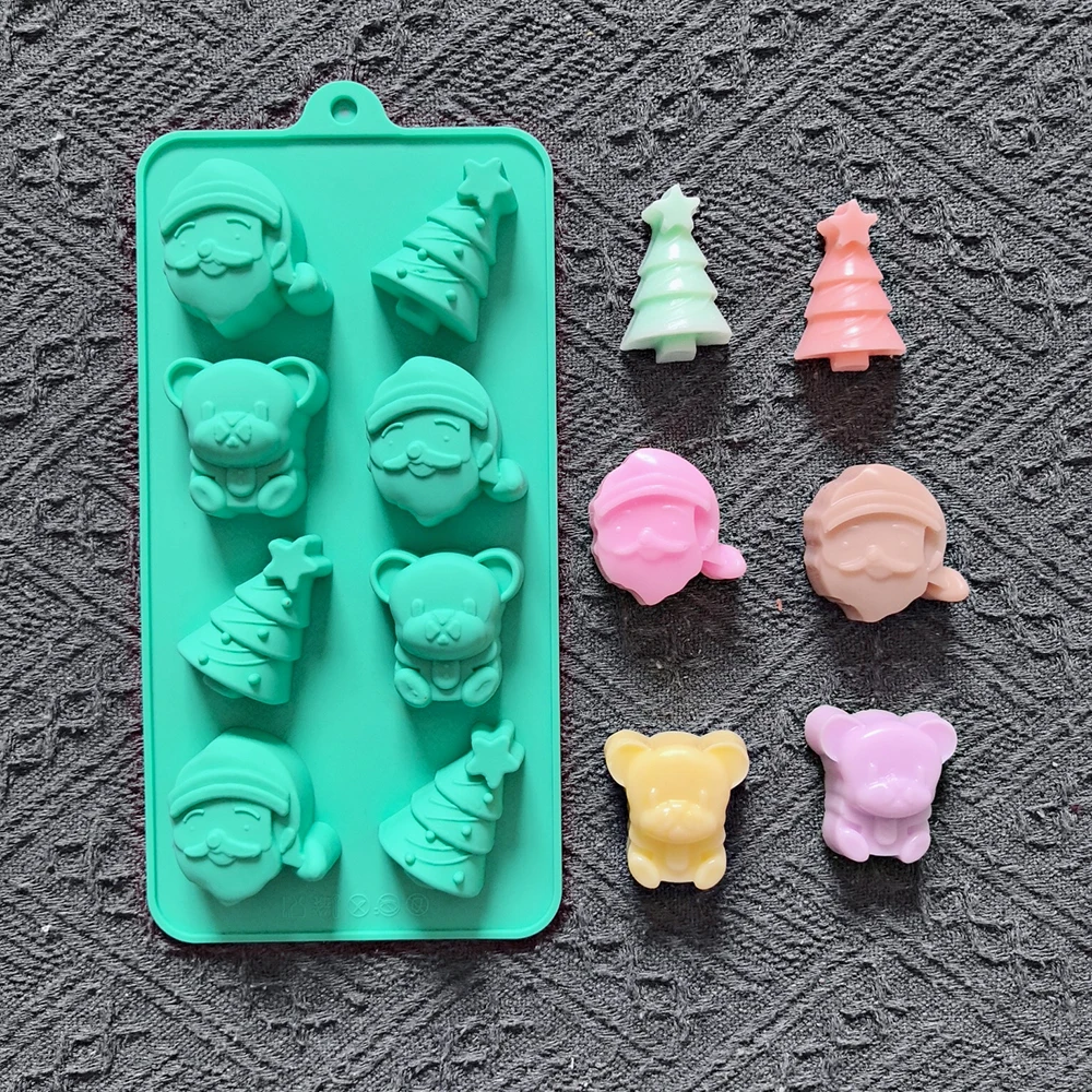 1 stampo in silicone a 8 cavità a forma di cioccolato koala natalizio, adatto per caramelle fai da te, budini, biscotti, teglie da forno