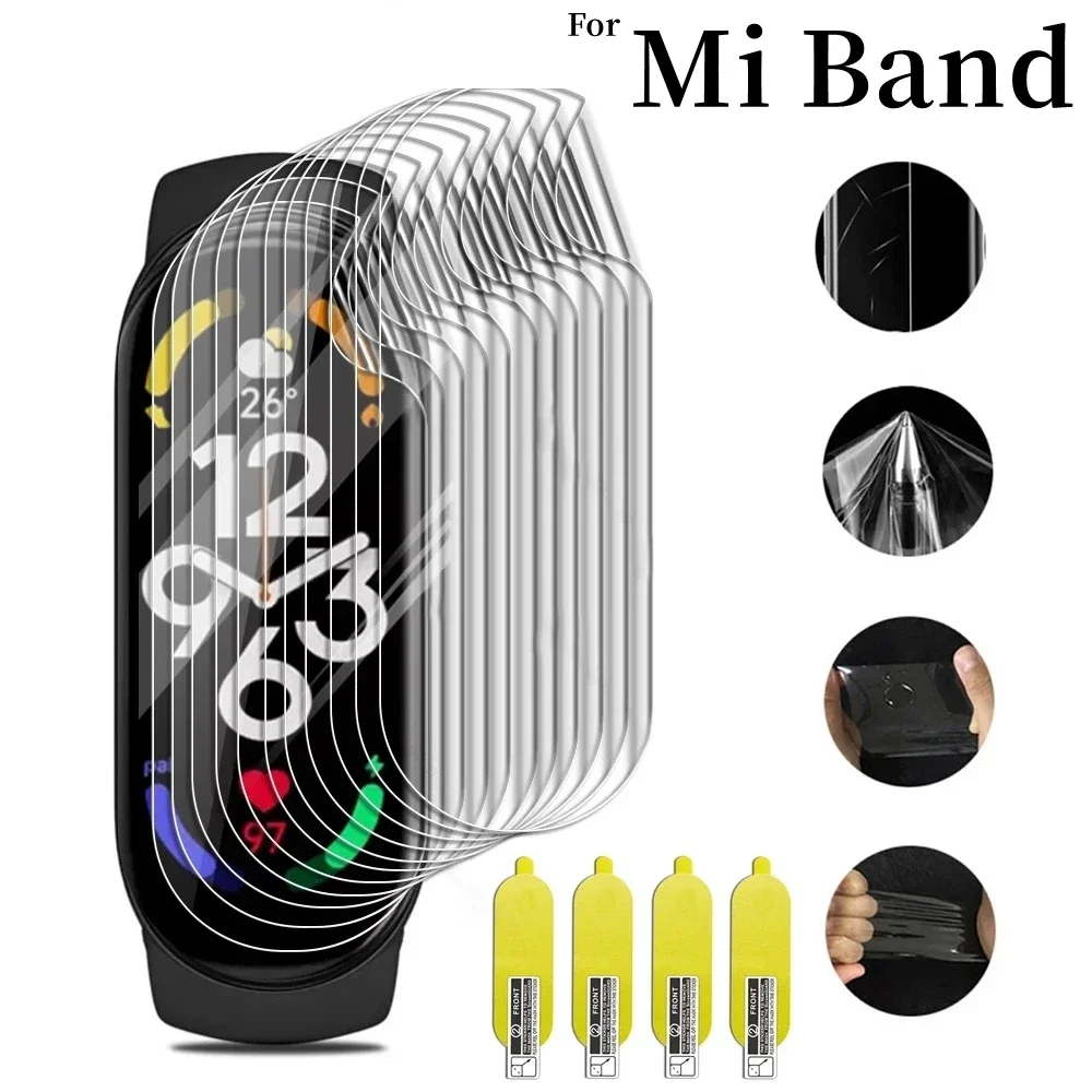 1-10 Buah Film Pelindung Lembut untuk Mi Band 7 6 5 4 3 7NFC Pelindung Layar MiBand7 Miband6 Miband5 Film Hidrogel TPU Antigores