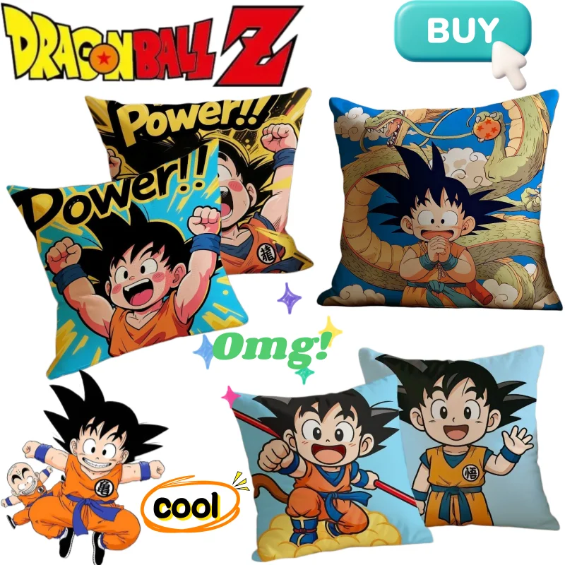 Nueva Almohada de Dragon Ball con Son Goku, Kakarotto y Vegeta, de Alta Calidad, con Estampado de Dibujos Animados, para el Hogar, la Cama o el Sofá, Suave, Ideal para Regalo