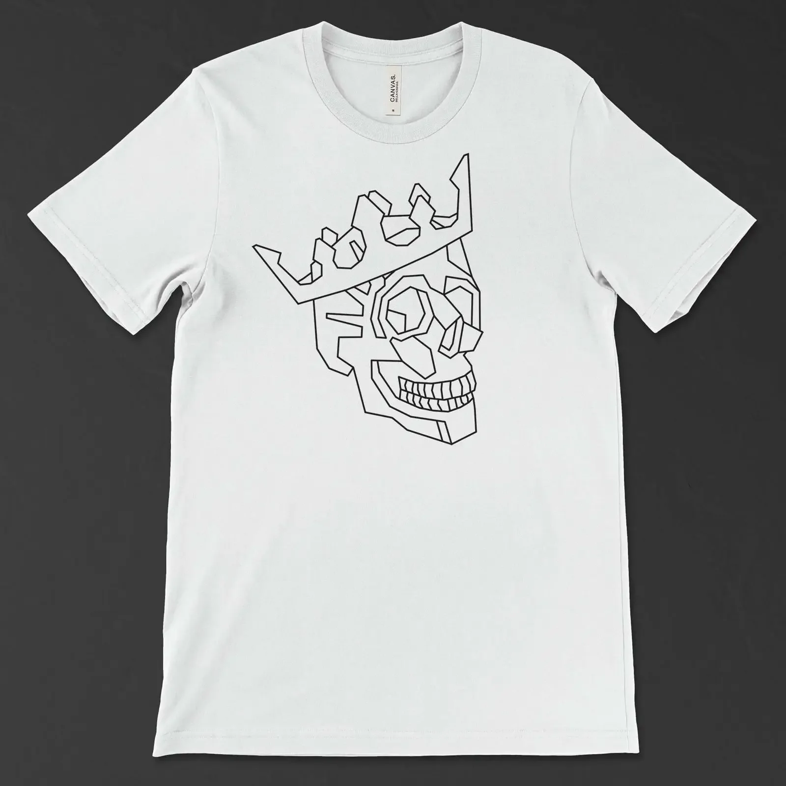 Geometric Crowned Skull T Shirt Minimalist King Fragmented Queen vintage Washed Unisex Top For Everyday Wear Stretched