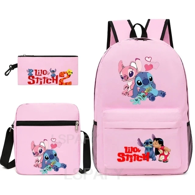 3pcs Lilo And Stitch Backpack Simple Harajuku Female Male Lovely Student School Bag Large Capacity Light Laptop Travel Knapsacks