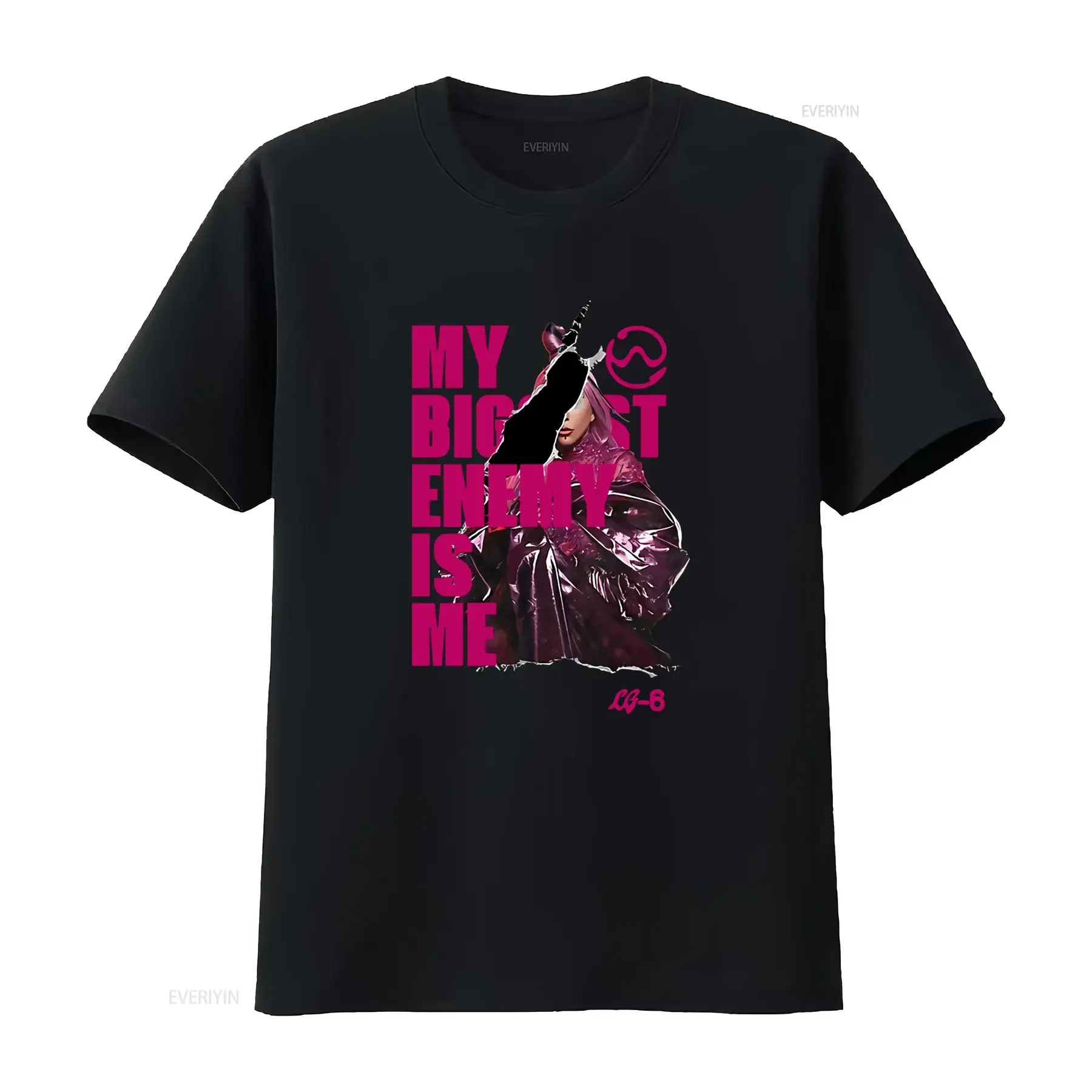 Lady Gaga Singer T shirt My Biggest Enemy Is Me Print Trendy Fashion for US Fans vintage Washed Casual Stylish Slightly